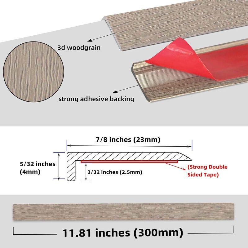 Tilingview 10 Pcs Peel and Stick Tile Trim Edge, Self-Adhesive 12" PVC Molding Edging for Kitchen Backsplash (Tan Woodgrain) - Image 5